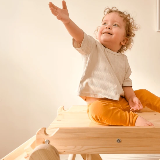 Drevený Montessori set 3v1 – rebrík, šmykľavka a lezecká stena – MeowBaby ZZWDA001