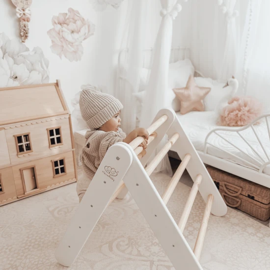 Drevený Montessori set 3v1 – rebrík, šmykľavka a lezecká stena – MeowBaby ZZWDA001