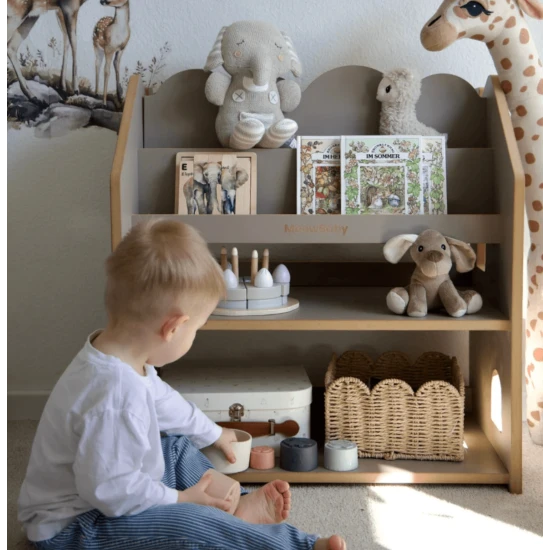 Montessori knižnica v tvare domčeka z MDF – MeowBaby MWORK048