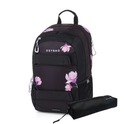 Študentský batoh s puzdrom OXY Sport Flowers Pink