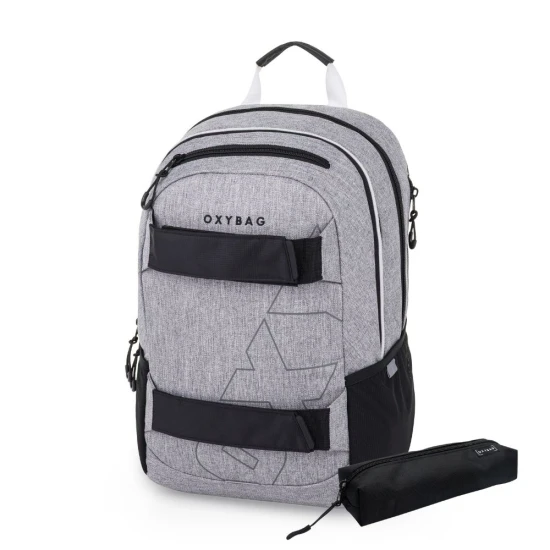 Študentský batoh s puzdrom OXY Sport Grey Melange – Oxybag 9-23226E