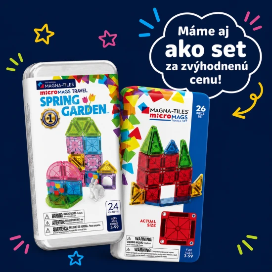 Magnetická stavebnica microMAGS Spring Garden Travel Set 24 dielov