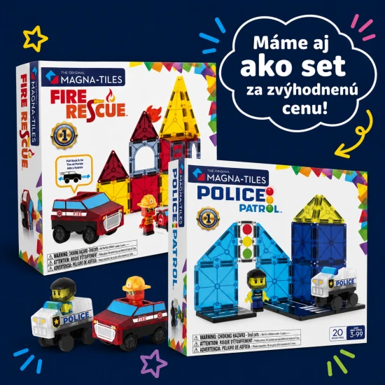 Magnetická stavebnica MAGNA-TILES Police Patrol – detské policajné vozidlo s figúrkou a semaforom