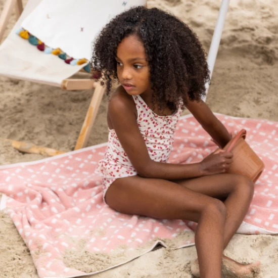 Detské dievčenské plavky UPF 50+ Leopard staroružový Swim Essentials