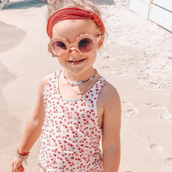 Detské dievčenské plavky UPF 50+ Leopard staroružový Swim Essentials